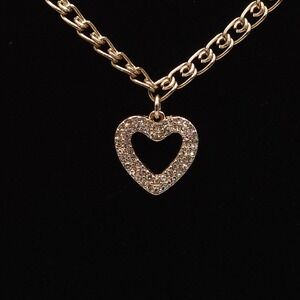 Sugarfix by BaubleBar Crystal Open Heart Necklace Gold Tone Signed